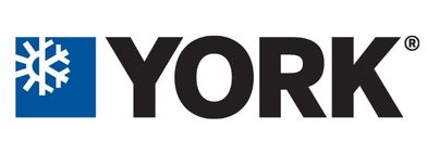 York logo with a snowflake design on a blue background, representing HVAC and climate control solutions.